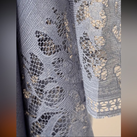 Grey Lace Boho Fringe Beach Cover-Up Wrap - Picture 2 of 5